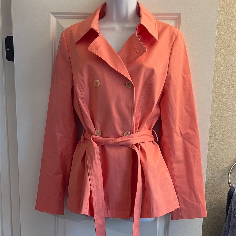 Brooks Brothers Coral Double-Breasted Trench Coat